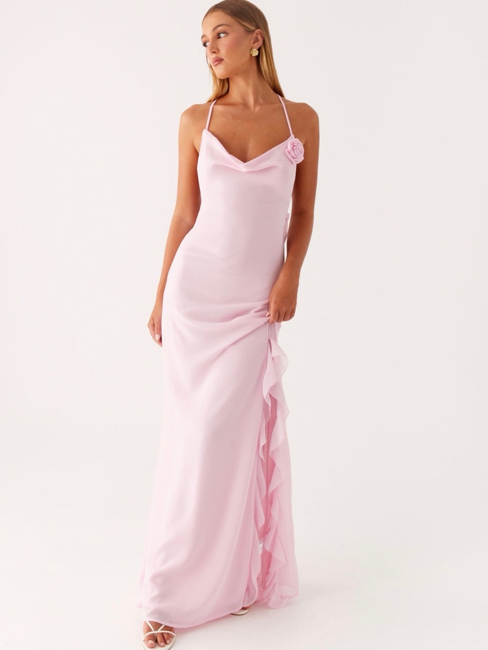 NWT Peppermayo Baby Pink Cowl Neck Maxi Dress